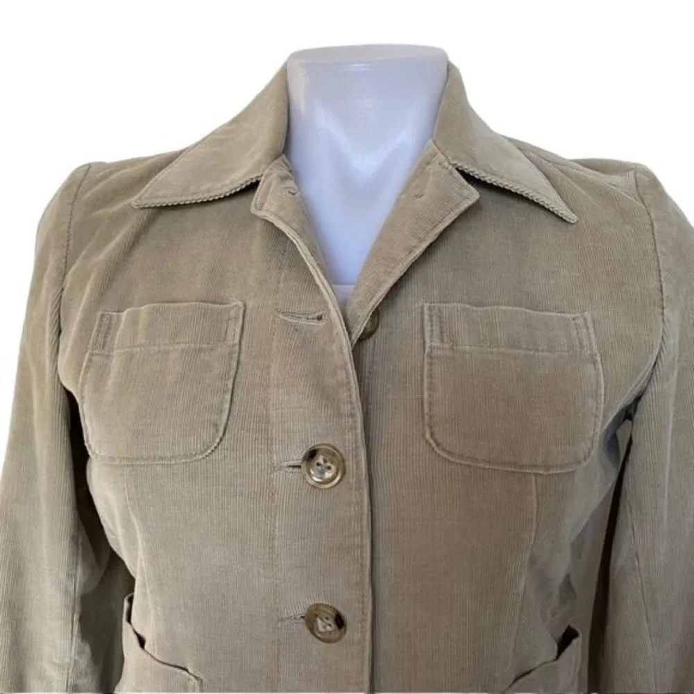 Vintage Banana Republic Corduroy Jacket Tan Button Blazer Short Coat Size XS - Picture 4 of 11